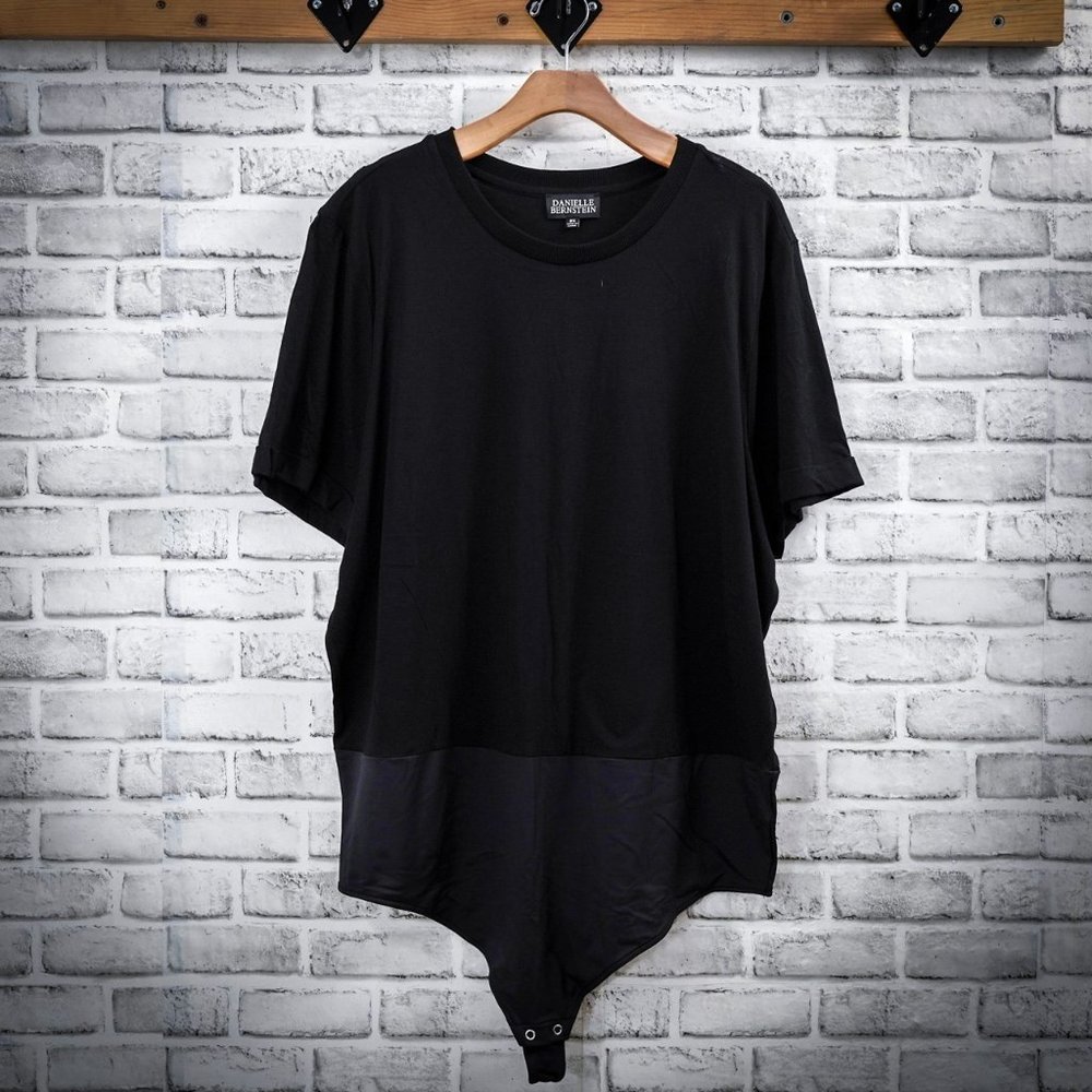 Danielle Bernstein Short Sleeve Bodysuit Black, 3X
